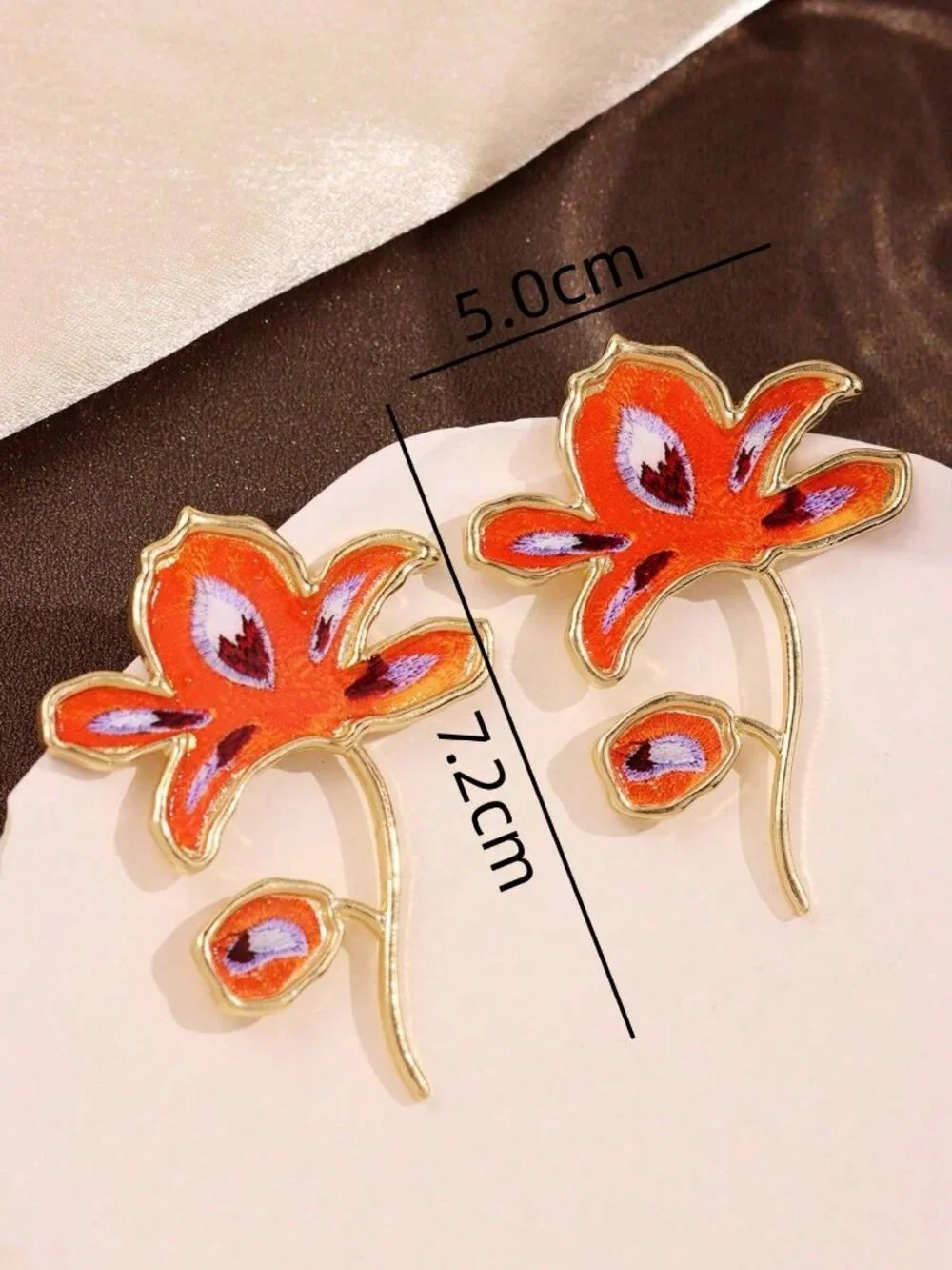 Multicolor Women's Oversized Ombre Flower Drop maximalist Earrings